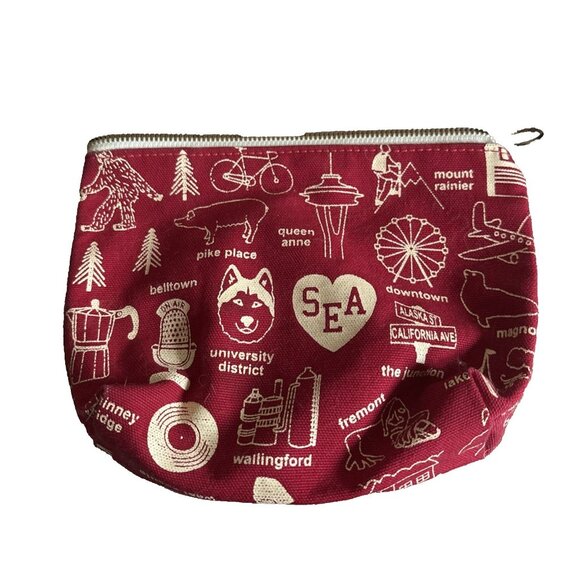 MAPTOTE Seattle Red and White Small Zippered Accessories Bag Case Cosmetics FUN - Picture 1 of 6